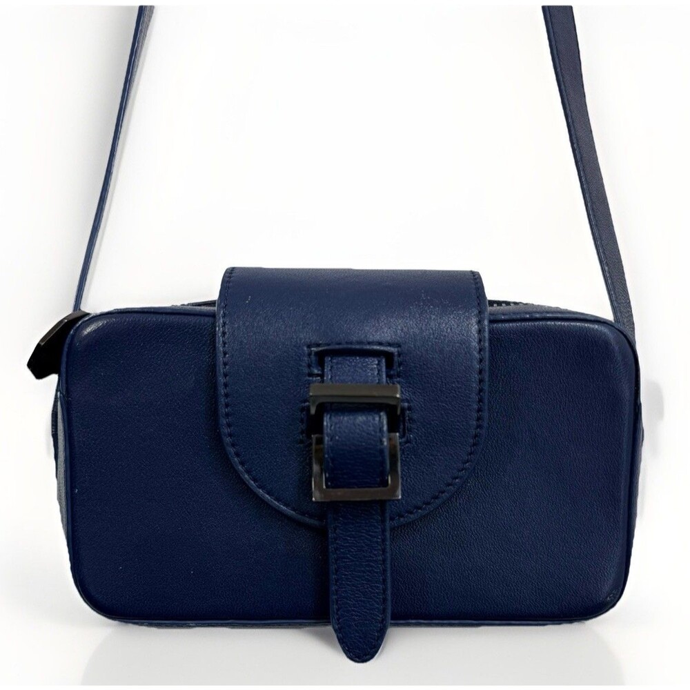 Meli Melo Women's Leather Bag Micro Box Cross Body Navy Made In Italy Quiet Luxe